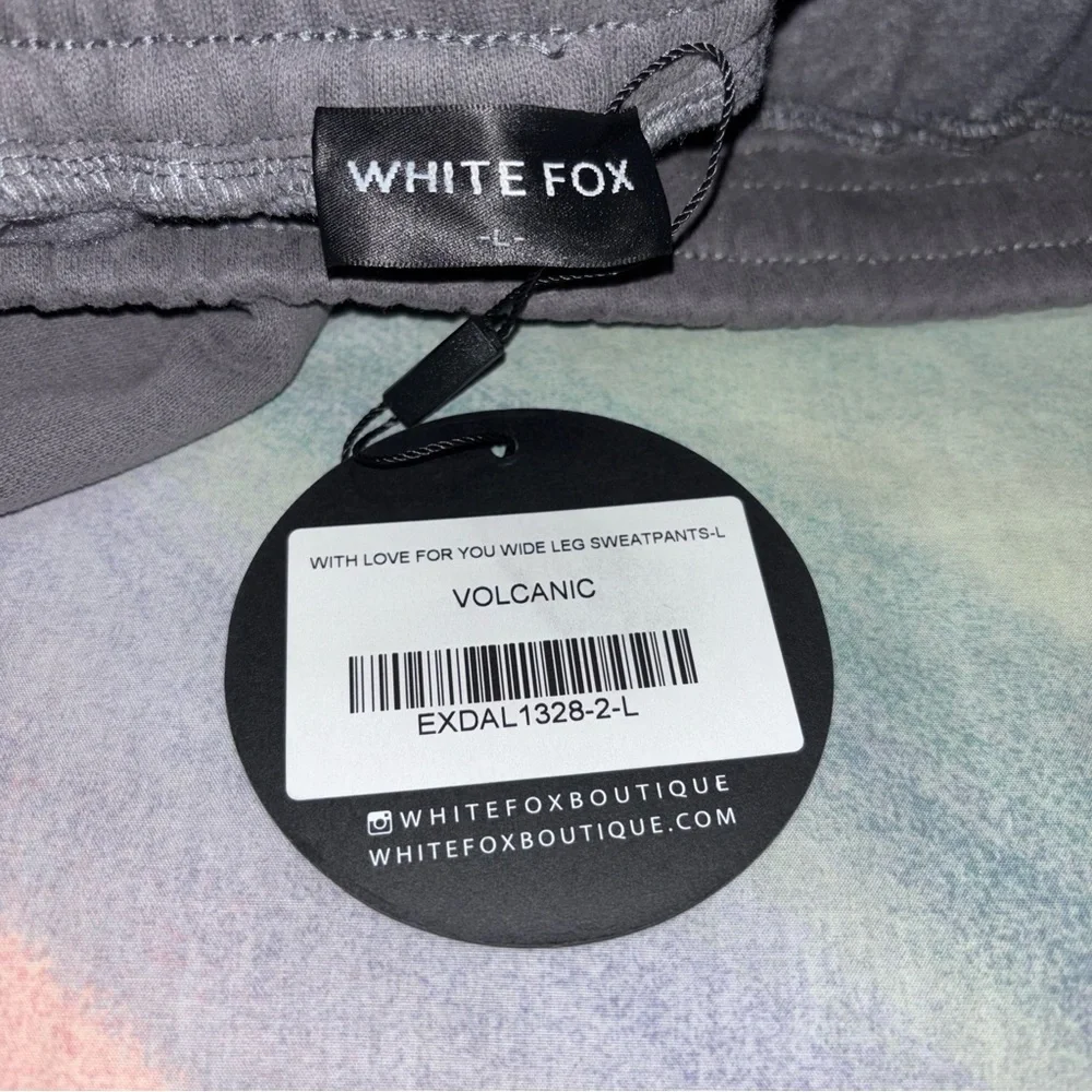 White Fox With Love For You Wide Leg Sweatpants Volcanic size L